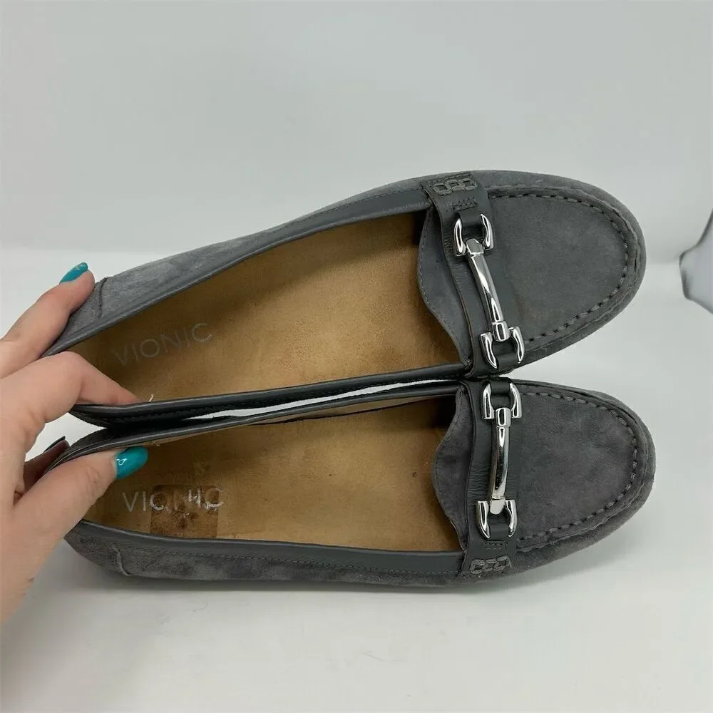 Vionic Women's Kenya Slip On Gray Loafers 9.5 Slip-On with Orthaheel Technology